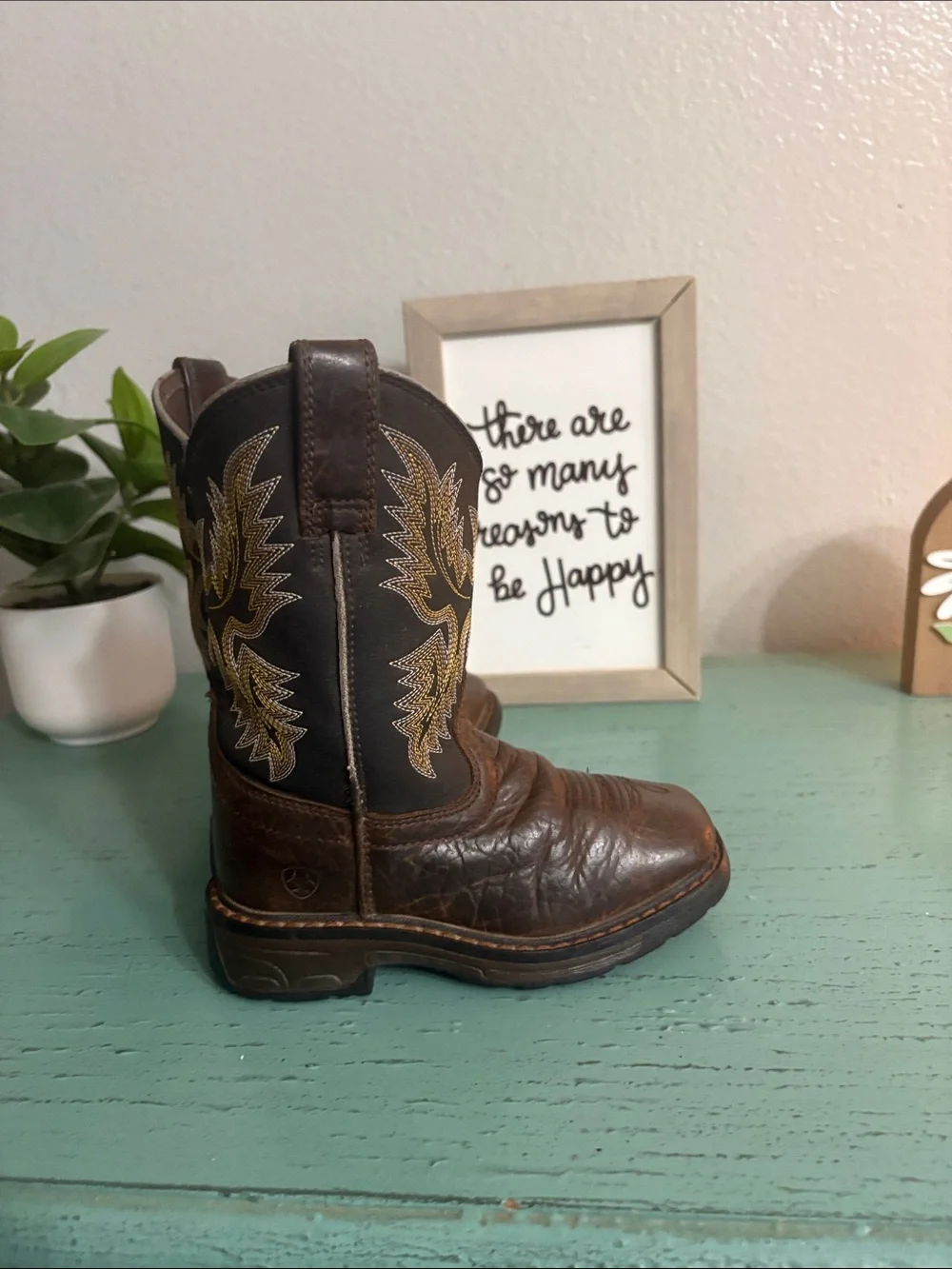 Ariat Brown and Dark Brown Kids Western Boots
